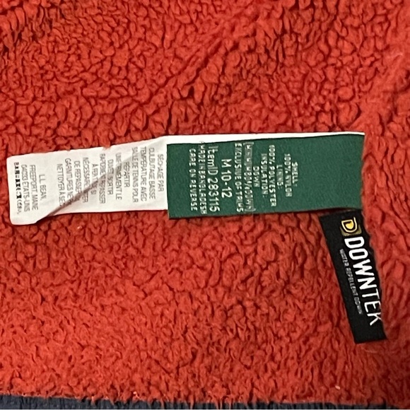 LL Bean downtek vest size 10 to 12 blue and orange - Picture 5 of 7